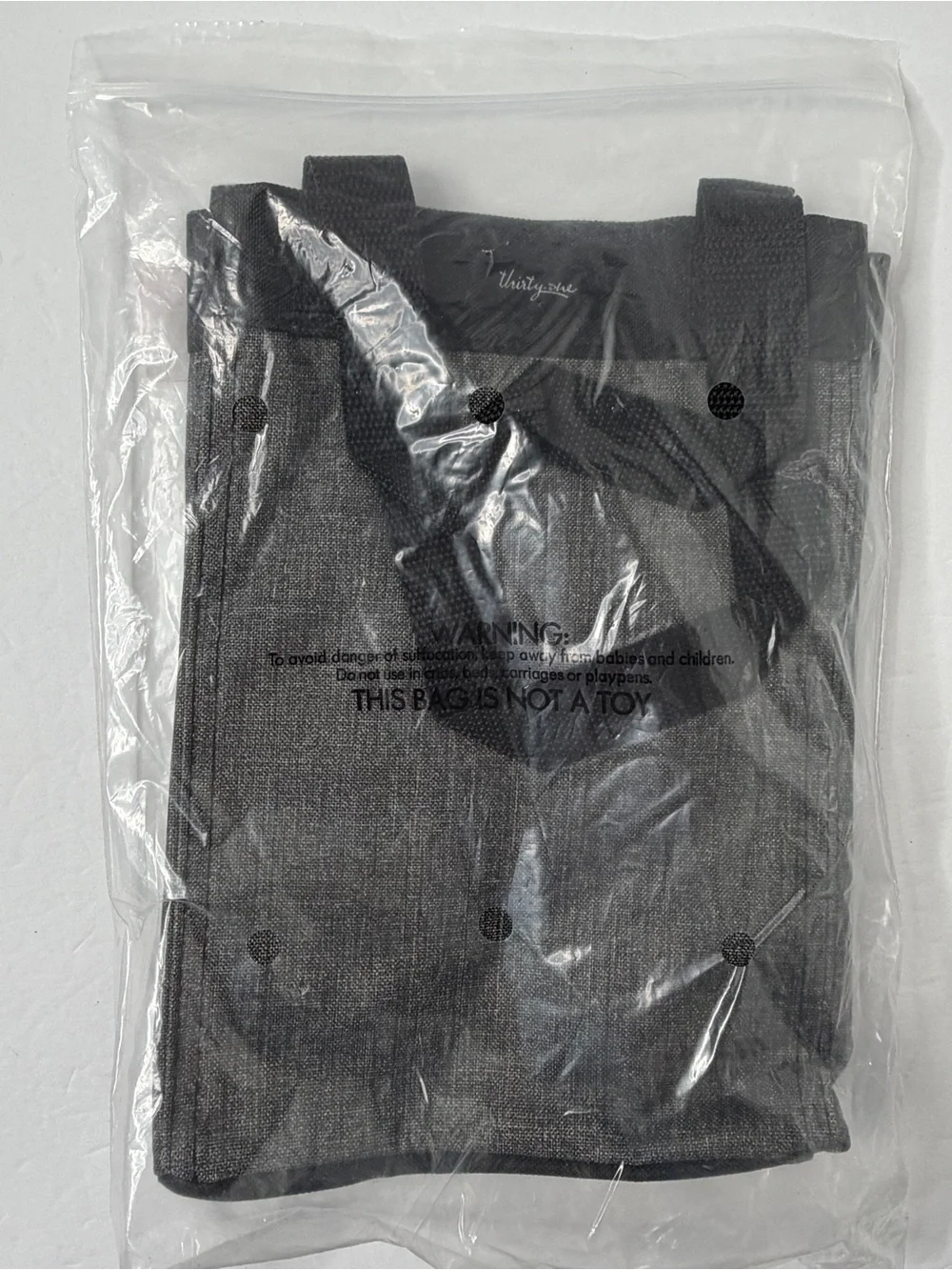 Thirty One SMALL Essential Storage Tote Charcoal Crosshatch New